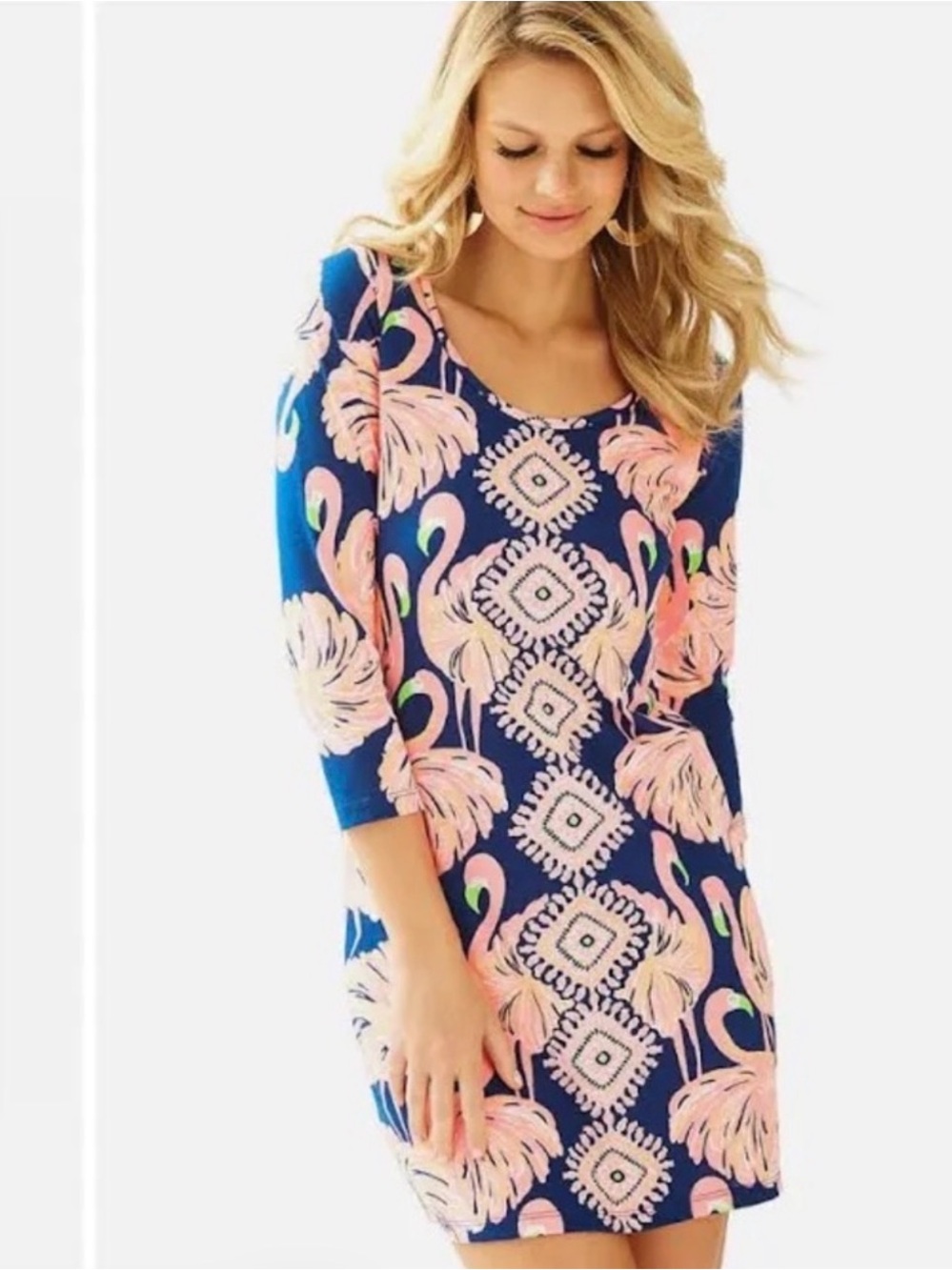 Lilly Pulitzer Beacon T-Shirt Dress Resort Navy Gimme Some Leg Size M